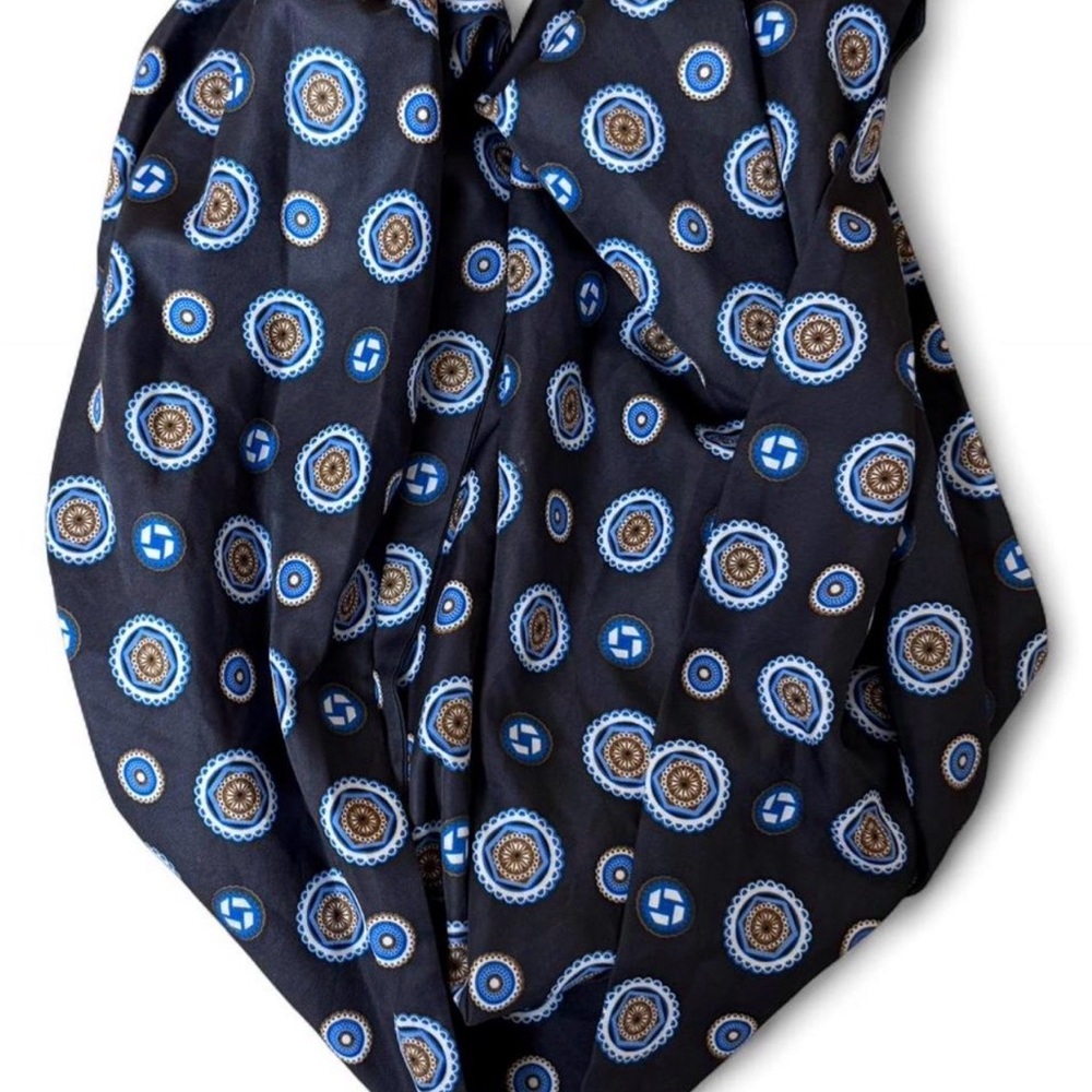 Chase bank Silky infinity Scarf with Blue & Brown Medallion Print